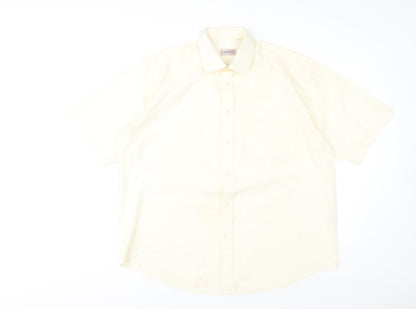 Classic Shirtings Men's Ivory Short Sleeve Dress Shirt Size L 42 Regular Fit