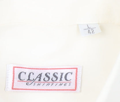 Classic Shirtings Men's Ivory Short Sleeve Dress Shirt Size L 42 Regular Fit