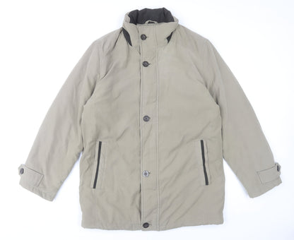 Frank Eden Men's Beige 38R Mid-Length Button Jacket