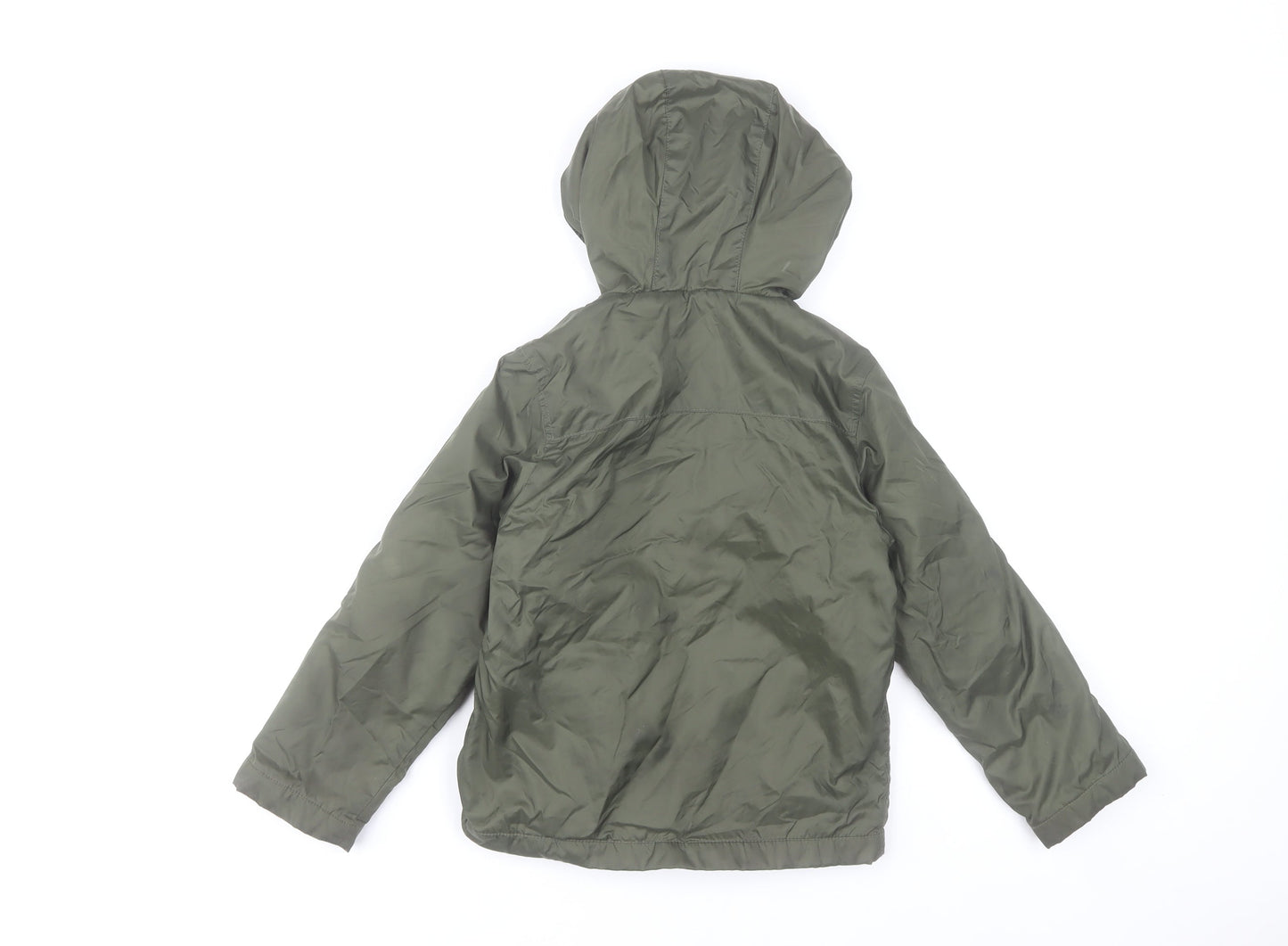 United Colors of Benetton Boys Green Hooded Puffer Jacket Size 6-7 Years