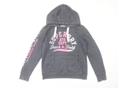 Superdry Women's Grey Hoodie Size 12 Track & Field Pullover