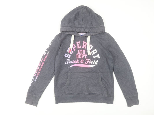 Superdry Women's Grey Hoodie Size 12 Track & Field Pullover