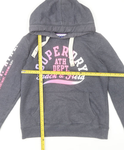 Superdry Women's Grey Hoodie Size 12 Track & Field Pullover
