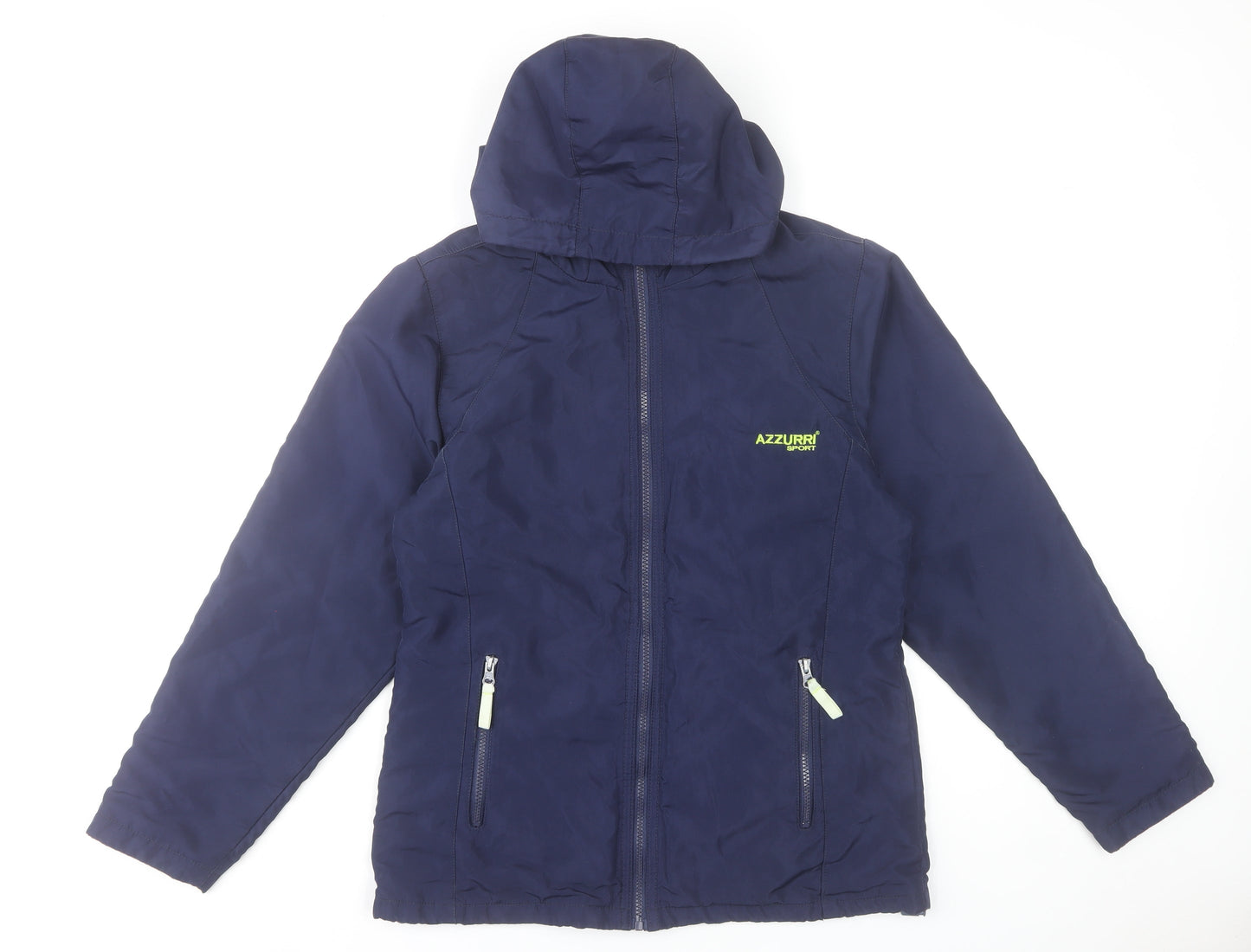 Azzurri Sport Men's Blue Hooded Windbreaker Jacket Size M