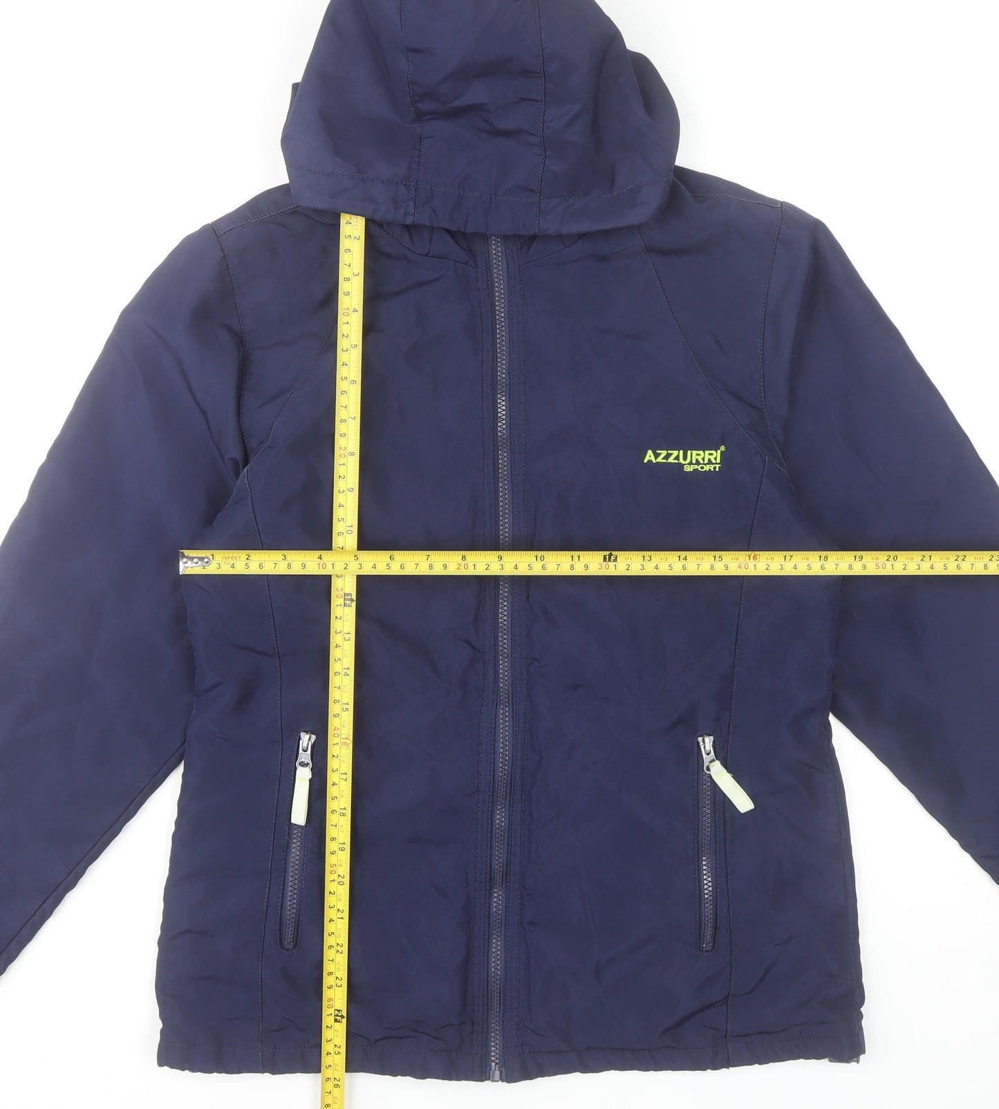 Azzurri Sport Men's Blue Hooded Windbreaker Jacket Size M