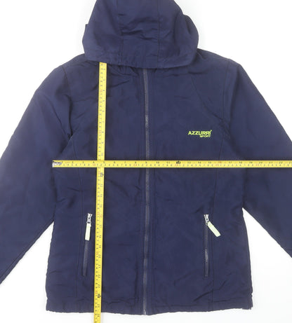 Azzurri Sport Men's Blue Hooded Windbreaker Jacket Size M