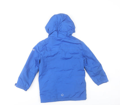 Regatta Boys Blue Waterproof Hooded Rain Coat Jacket 3-4 Years