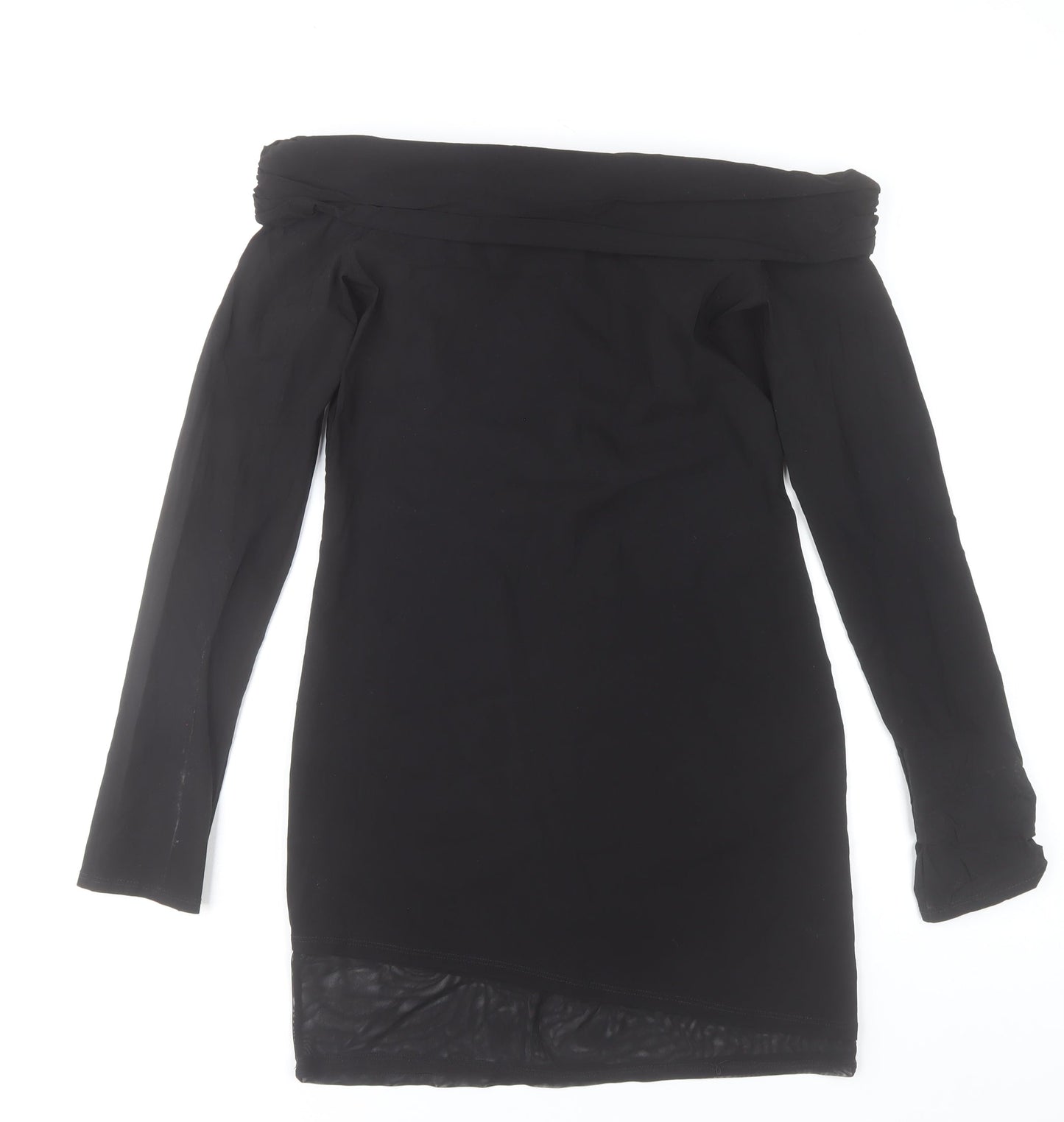 ASOS Women’s Black Off Shoulder Long Sleeve Stretch Bodycon Dress Size 12-14