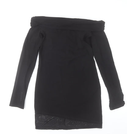 ASOS Women’s Black Off Shoulder Long Sleeve Stretch Bodycon Dress Size 12-14
