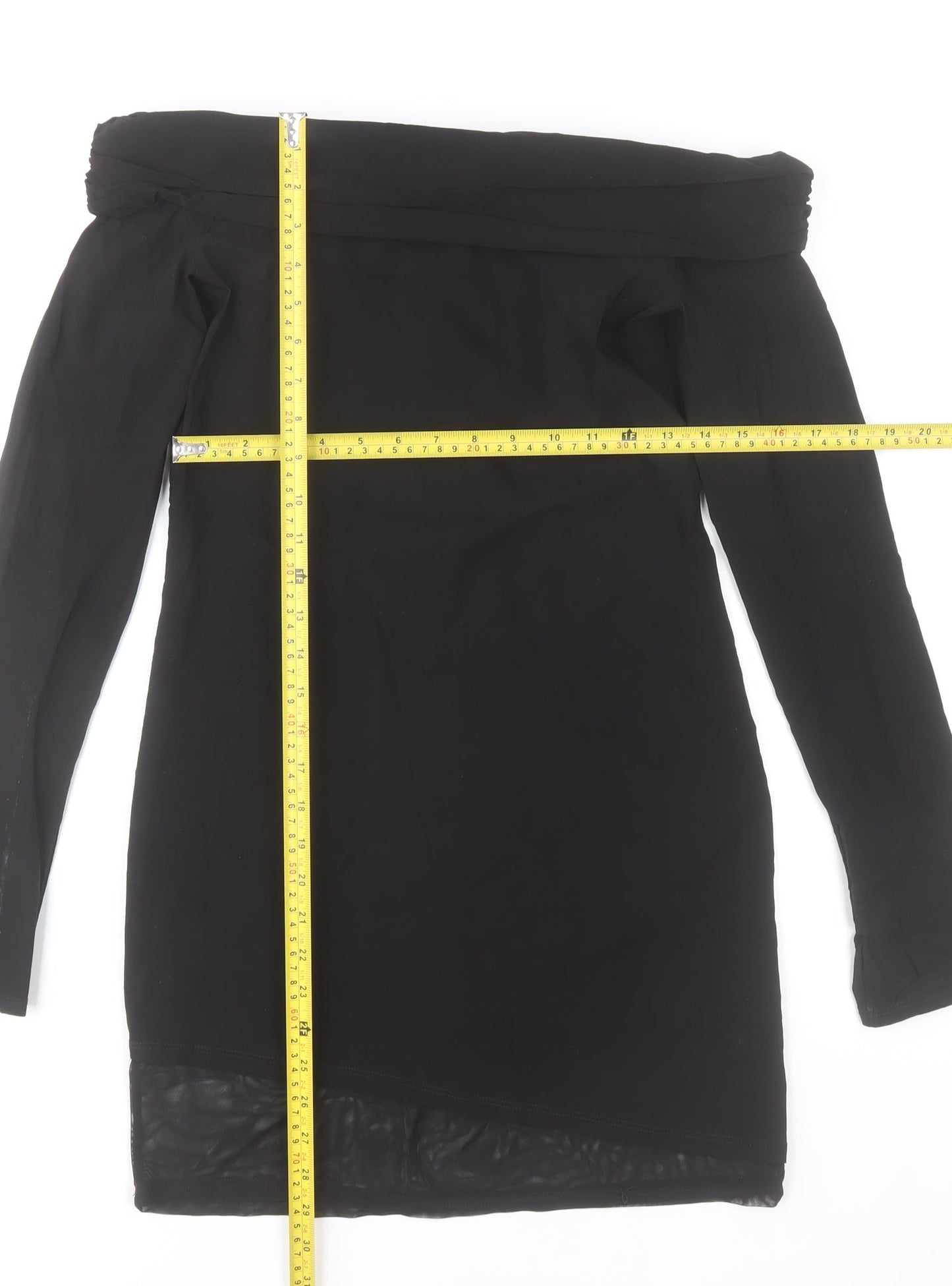 ASOS Women’s Black Off Shoulder Long Sleeve Stretch Bodycon Dress Size 12-14