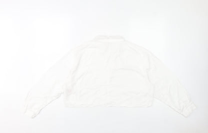Jack Wills Women’s White Cropped Blouse UK12 Collared Long Sleeve