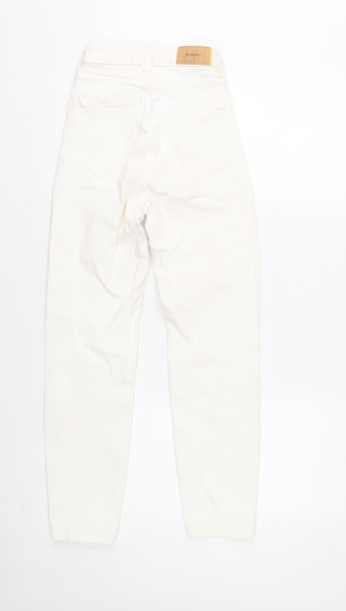 Stradivarius Women Ivory Mom Slim High Rise Jeans Size 4