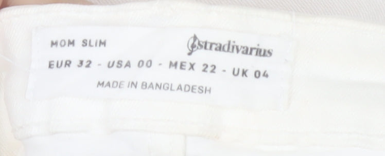 Stradivarius Women Ivory Mom Slim High Rise Jeans Size 4