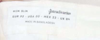 Stradivarius Women Ivory Mom Slim High Rise Jeans Size 4