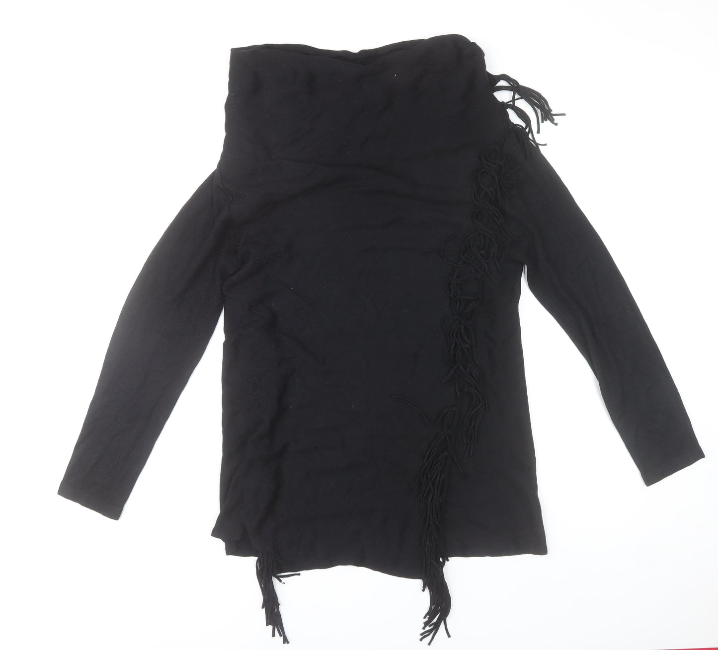 Gerard Women’s Black Cowl Neck Fringe Tunic Jumper Size M