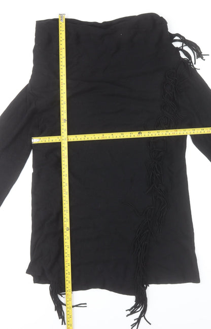 Gerard Women’s Black Cowl Neck Fringe Tunic Jumper Size M