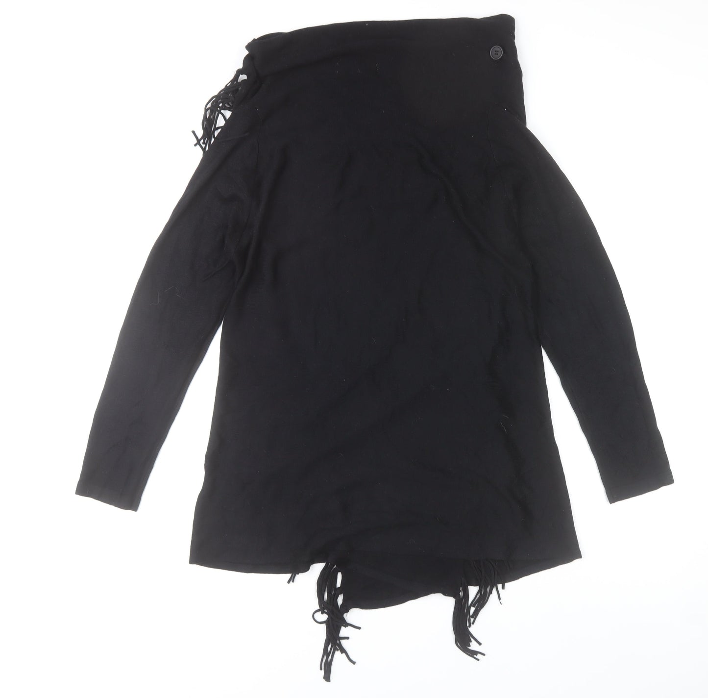 Gerard Women’s Black Cowl Neck Fringe Tunic Jumper Size M