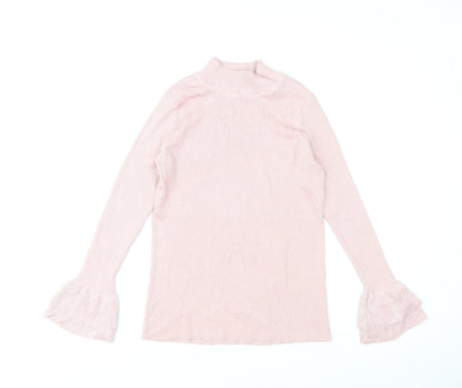 Lauren Taylor Women Pink L/XL Mock Neck Long Sleeve Jumper