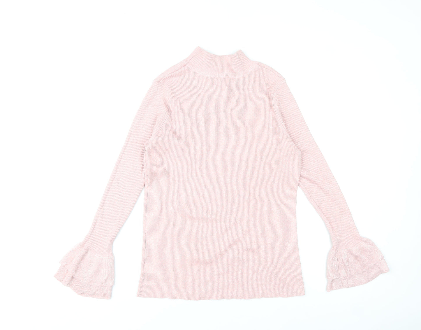 Lauren Taylor Women Pink L/XL Mock Neck Long Sleeve Jumper