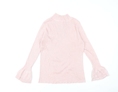 Lauren Taylor Women Pink L/XL Mock Neck Long Sleeve Jumper