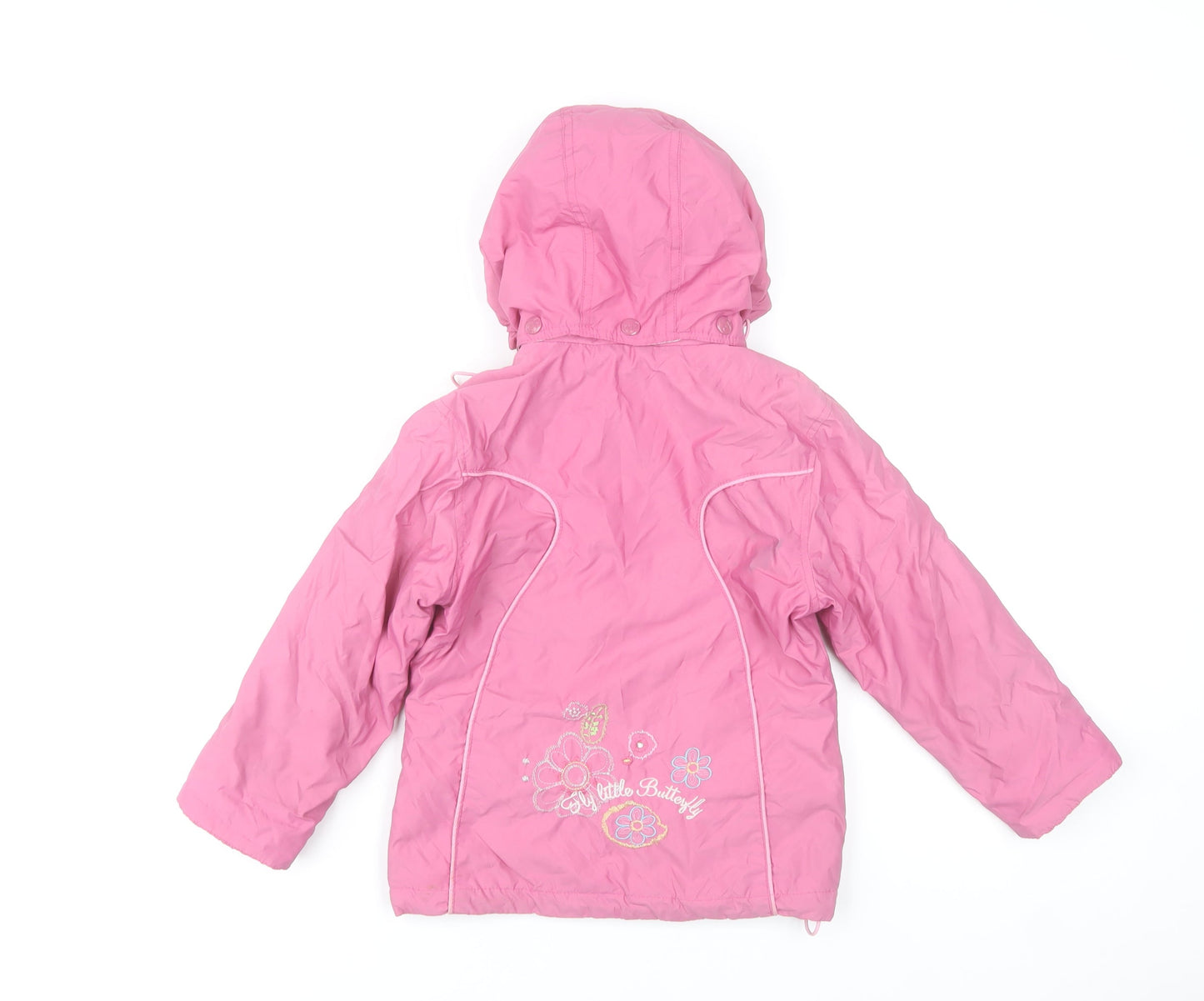 Diva Club Girls Pink Hooded Padded Floral Embroidered Winter Jacket 3 Years