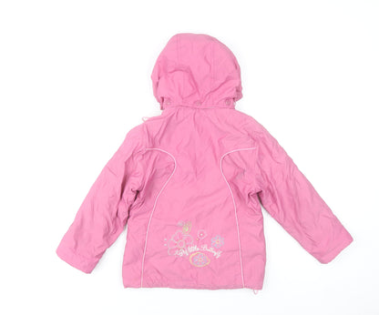 Diva Club Girls Pink Hooded Padded Floral Embroidered Winter Jacket 3 Years