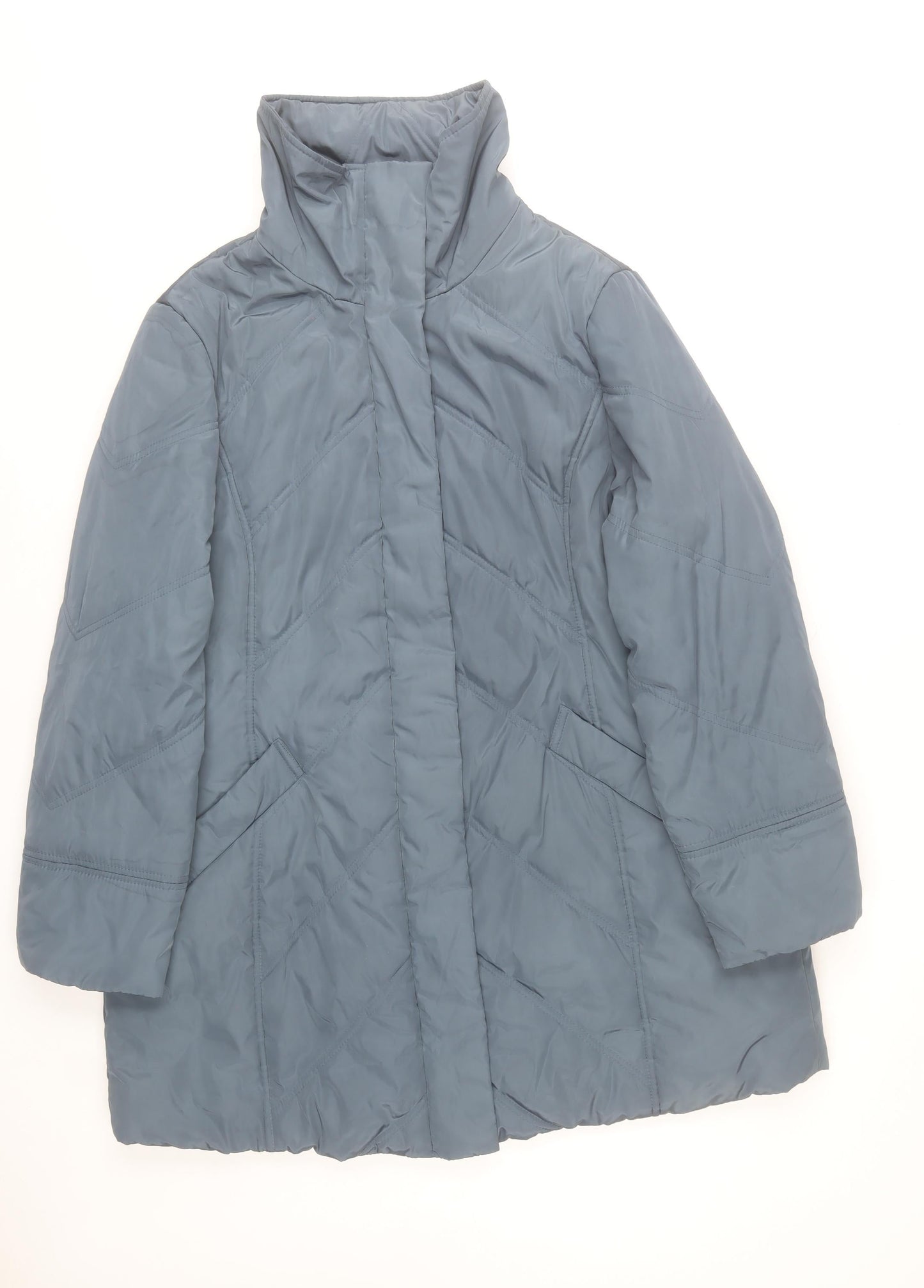 Windsmoor Women's Blue Mid-Length Puffer Coat Size L Winter Casual