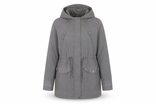 Debenhams Women’s Grey Parka Jacket Size 14 Hooded Mid-Length