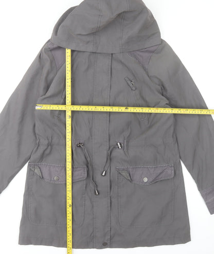 Debenhams Women’s Grey Parka Jacket Size 14 Hooded Mid-Length