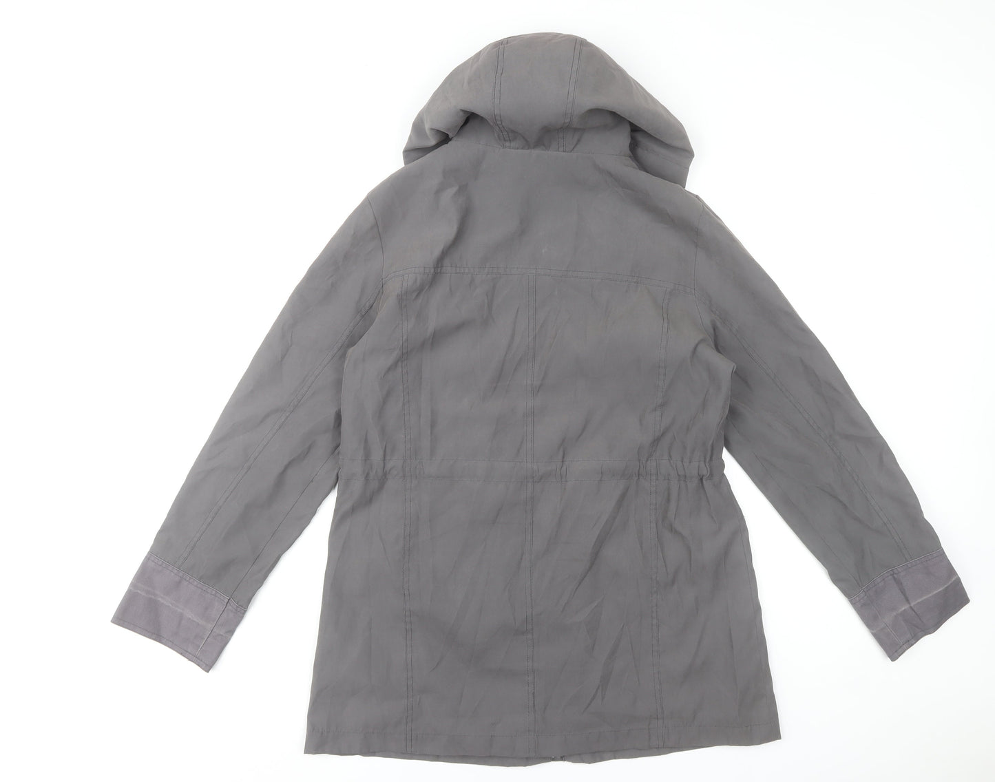 Debenhams Women’s Grey Parka Jacket Size 14 Hooded Mid-Length