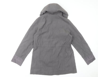 Debenhams Women’s Grey Parka Jacket Size 14 Hooded Mid-Length