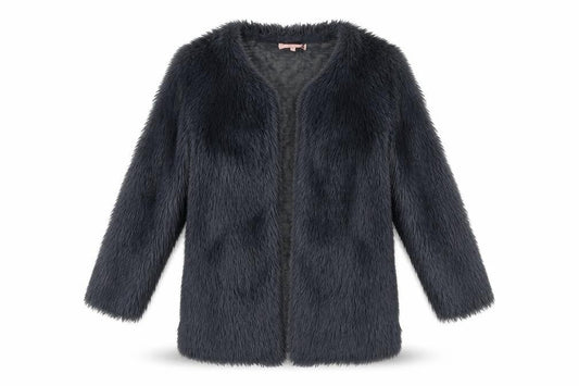 Oh My Love Women’s Black Faux Fur Mid-Length Coat Size M