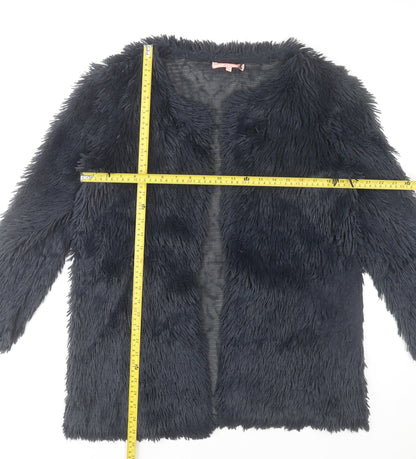 Oh My Love Women’s Black Faux Fur Mid-Length Coat Size M