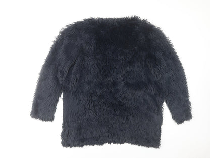 Oh My Love Women’s Black Faux Fur Mid-Length Coat Size M