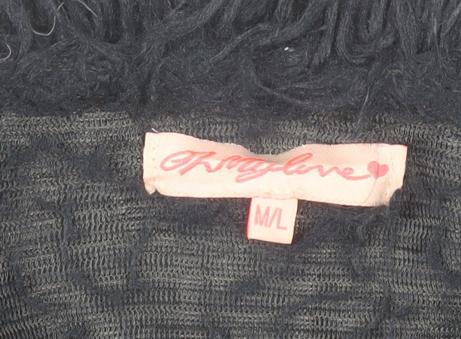 Oh My Love Women’s Black Faux Fur Mid-Length Coat Size M