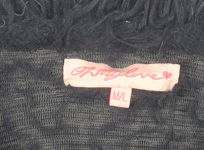 Oh My Love Women’s Black Faux Fur Mid-Length Coat Size M