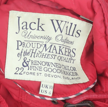 Womens UK Size 10 Jack Wills Red Quilted Coat