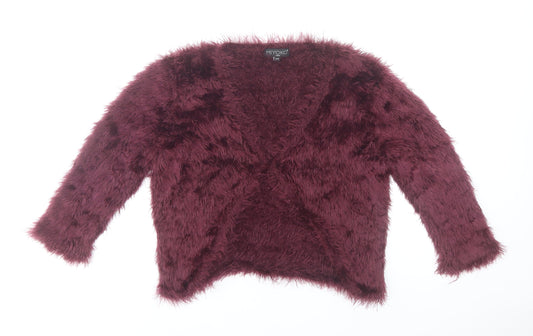 Miyoko Women’s Purple Faux Fur Open Knit Cardigan S