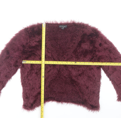 Miyoko Women’s Purple Faux Fur Open Knit Cardigan S