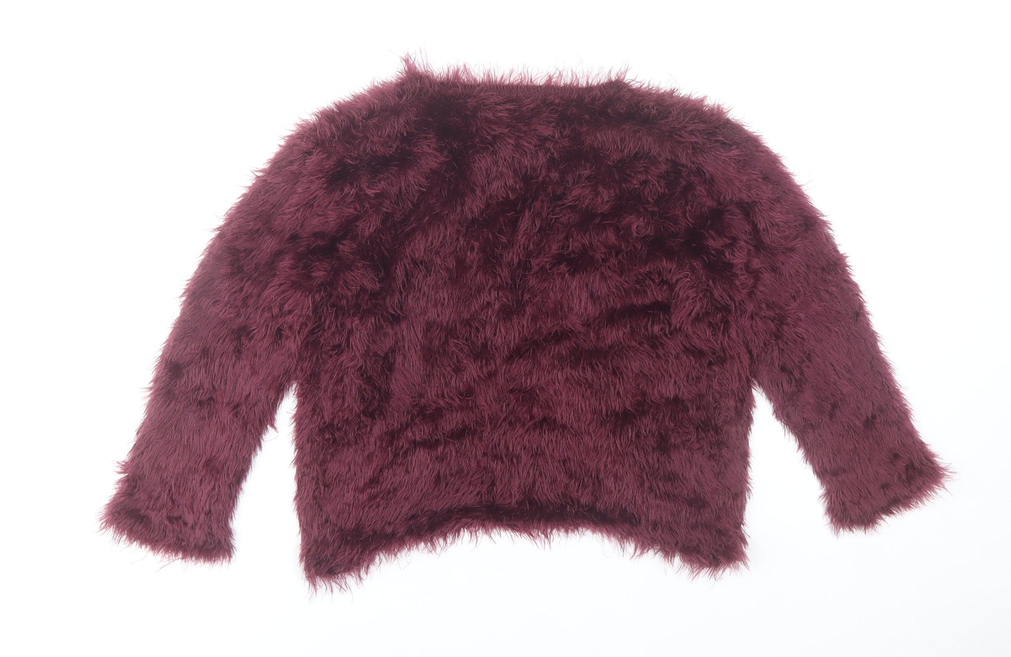 Miyoko Women’s Purple Faux Fur Open Knit Cardigan S