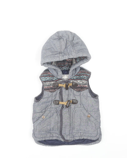 Marks and Spencer Unisex Baby Grey Quilted Hooded Waistcoat 18-24 Months