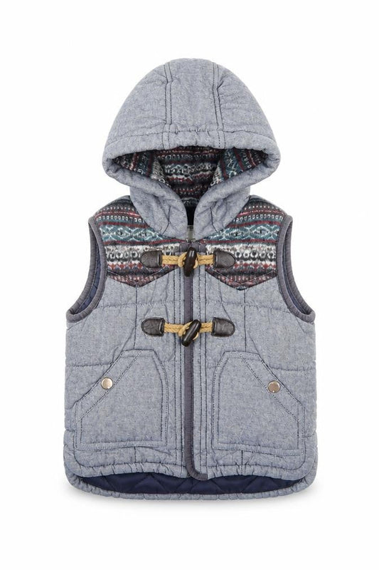 Marks and Spencer Unisex Baby Grey Quilted Hooded Waistcoat 18-24 Months