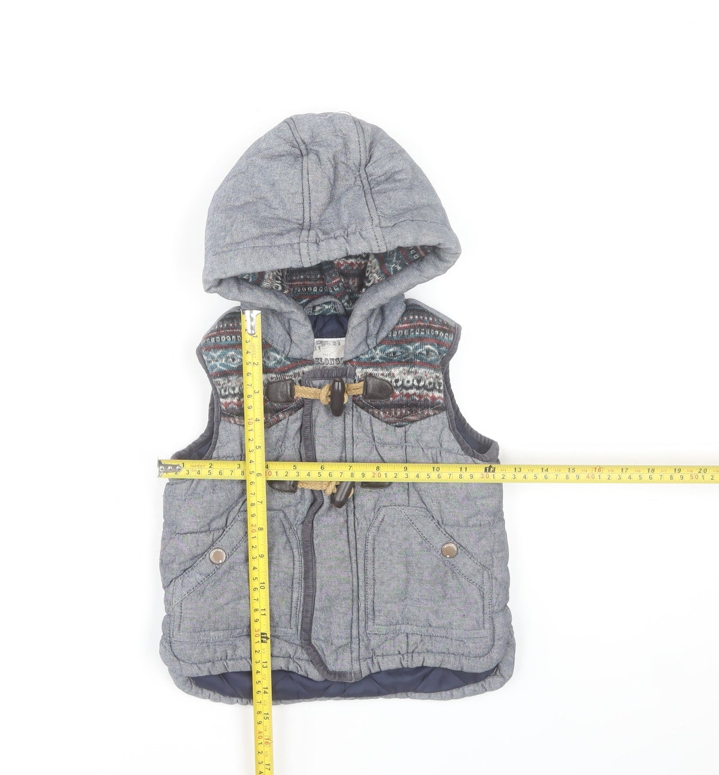 Marks and Spencer Unisex Baby Grey Quilted Hooded Waistcoat 18-24 Months