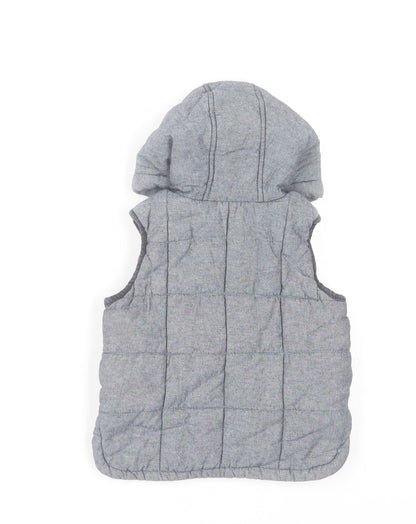 Marks and Spencer Unisex Baby Grey Quilted Hooded Waistcoat 18-24 Months
