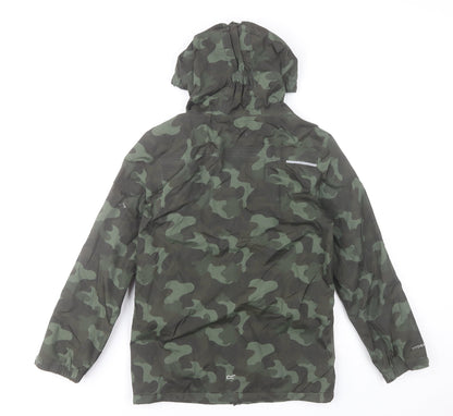 Regatta Boys Green Camouflage Waterproof Hooded Rain Coat 13 Years