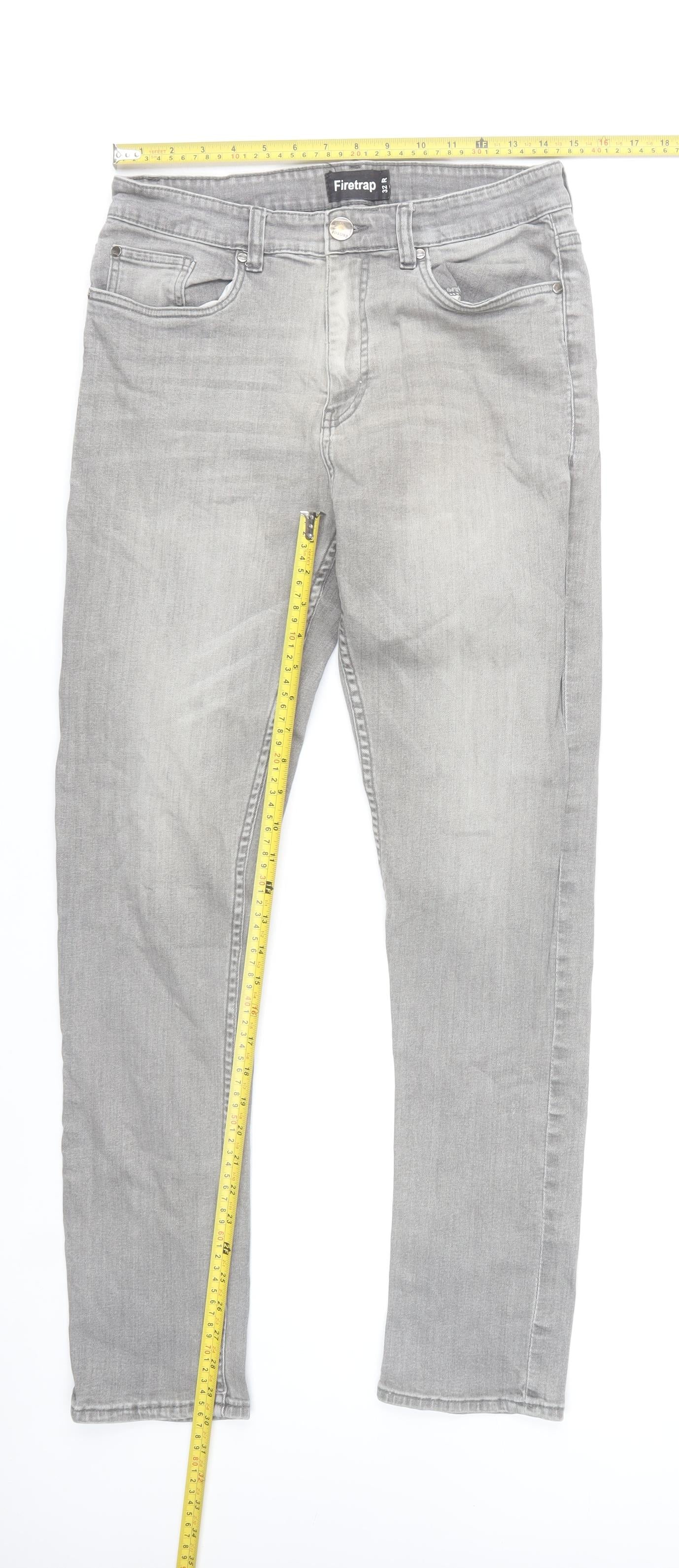 Firetrap Men’s Grey Skinny Jeans 32R Stretch Denim Classic Style