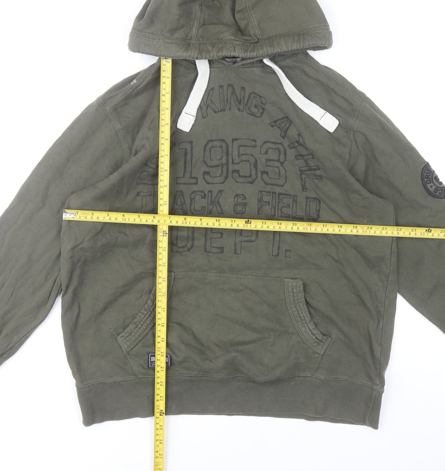 Drift King Men's Green Pullover Hoodie L Regular Fit Track & Field