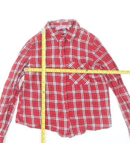 Elise Clemence Women’s Red Check Cotton Button-Up Shirt UK 10