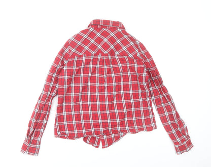 Elise Clemence Women’s Red Check Cotton Button-Up Shirt UK 10