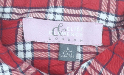 Elise Clemence Women’s Red Check Cotton Button-Up Shirt UK 10